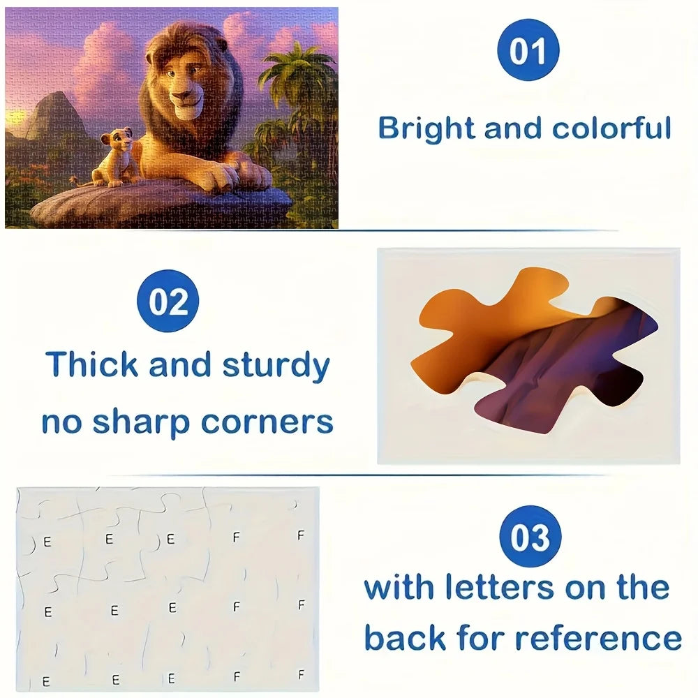 Disney  Lion King Wood Puzzle | Raw Wood, Vivid Simba and Mufasa Scenes, Family Fun, Desk Decorations, Easter Birthday Gifts,