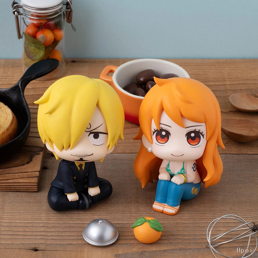 9.5cm ONE PIECE Anime Figure Look Up Luffy/Zoro Action Figure Q Version Kawaii Nami/Sanji Figurine PVC Collection Model Toys