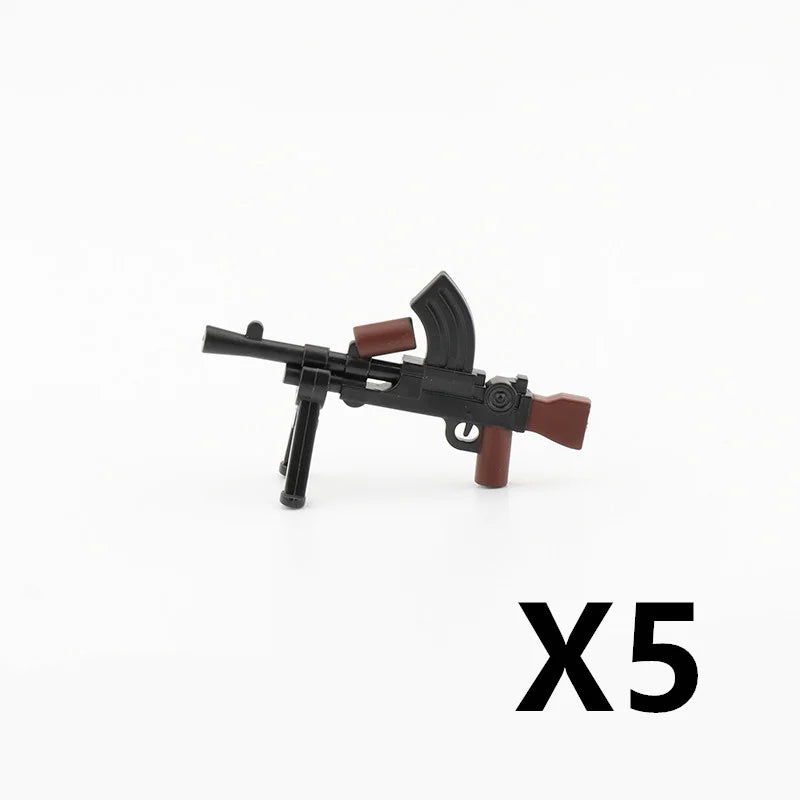 5/10 WW2 Soldier Weapons Building Block Two-color Printing Machine Rifle Submachine Sniper Guns Military Accessories Bricks C238
