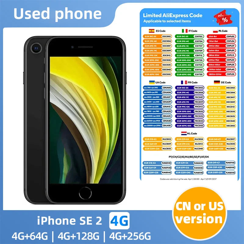 Apple iPhone SE 2 2020 4g SmartPhone Apple A13 4.7inch LCD Screen 12MP Camera 1821mAh 18W Charge IOS Original Used iPhone