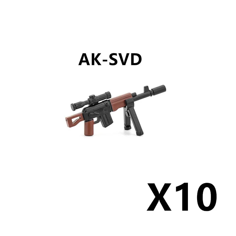 5/10 WW2 Soldier Weapons Building Block Two-color Printing Machine Rifle Submachine Sniper Guns Military Accessories Bricks C238