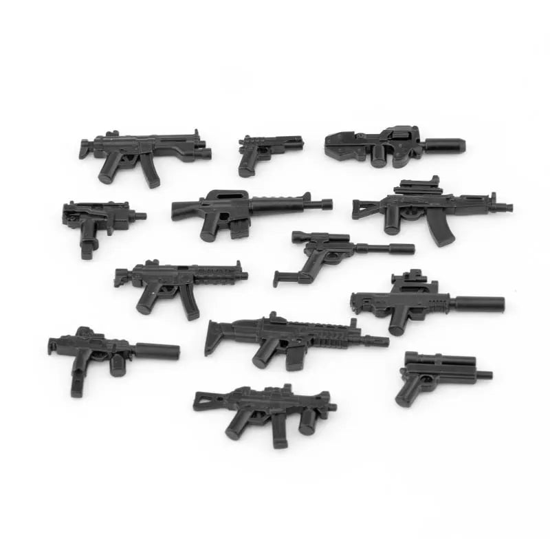 25/50/100Pcs Soldier Police Gangster WW2 Army Military Weapons SWAT Machine Gun Mortar Building Blocks Figure Model Brick Toy