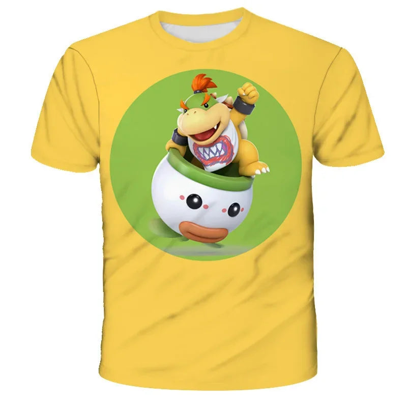 Super Mario Peach Princess Anime Manga Summer Children's Clothes Short Sleeve Boys Girls Cute Casual Fashion T-shirt Kids