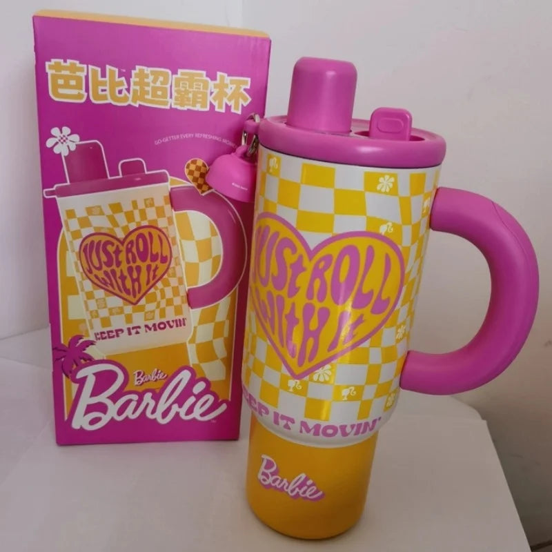 1.2L Barbie Large Capacity Ice Tumbler Vacuum Insulated Large Capacity Cup Stylish Water Bottle With Straw Cute Daily Drink Cup