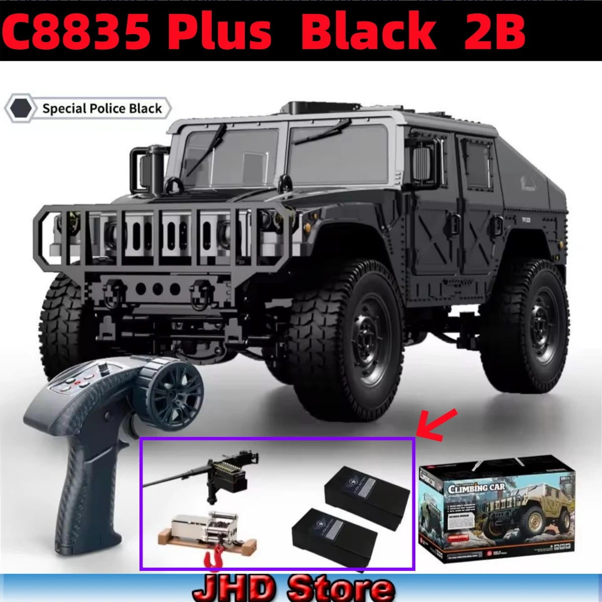 JHD For JJRC C8835 RC Car Simulation 4x4 All-terrain 2.4G Off-road Climbing Electric Truck with LED Light  With Spare Battery