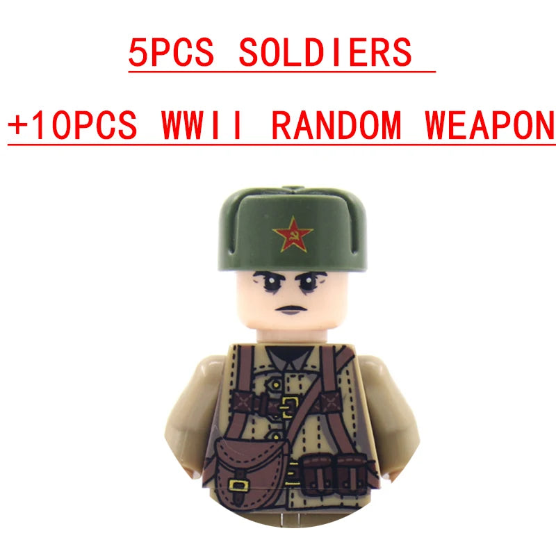 25/50/100Pcs Soldier Police Gangster WW2 Army Military Weapons SWAT Machine Gun Mortar Building Blocks Figure Model Brick Toy