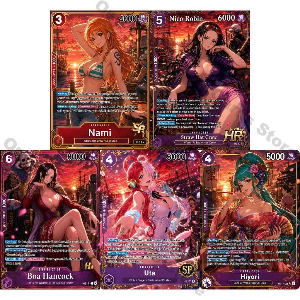 5Pcs One Piece Cards OTCG Card Anime Style Nami Nico Robin Boa Hancock Kozuki Hiyori Collection Cards One Piece Card Game Gift
