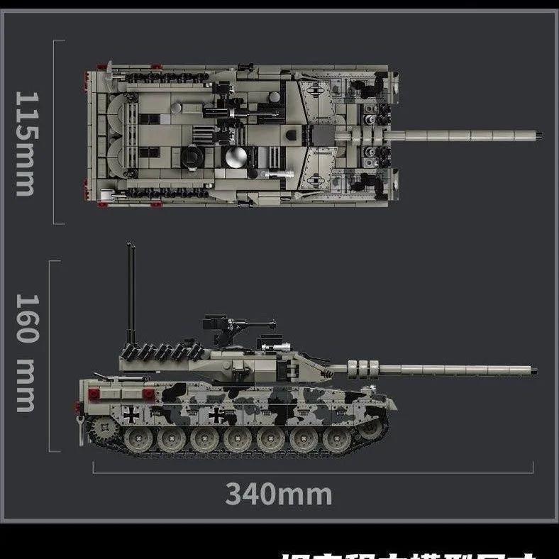 Military Series Building Blocks Model War Leopard 2A7 Heavy Tank Bricks Sets WW2 Creative Toys for Boys Adult Christmas Gifts