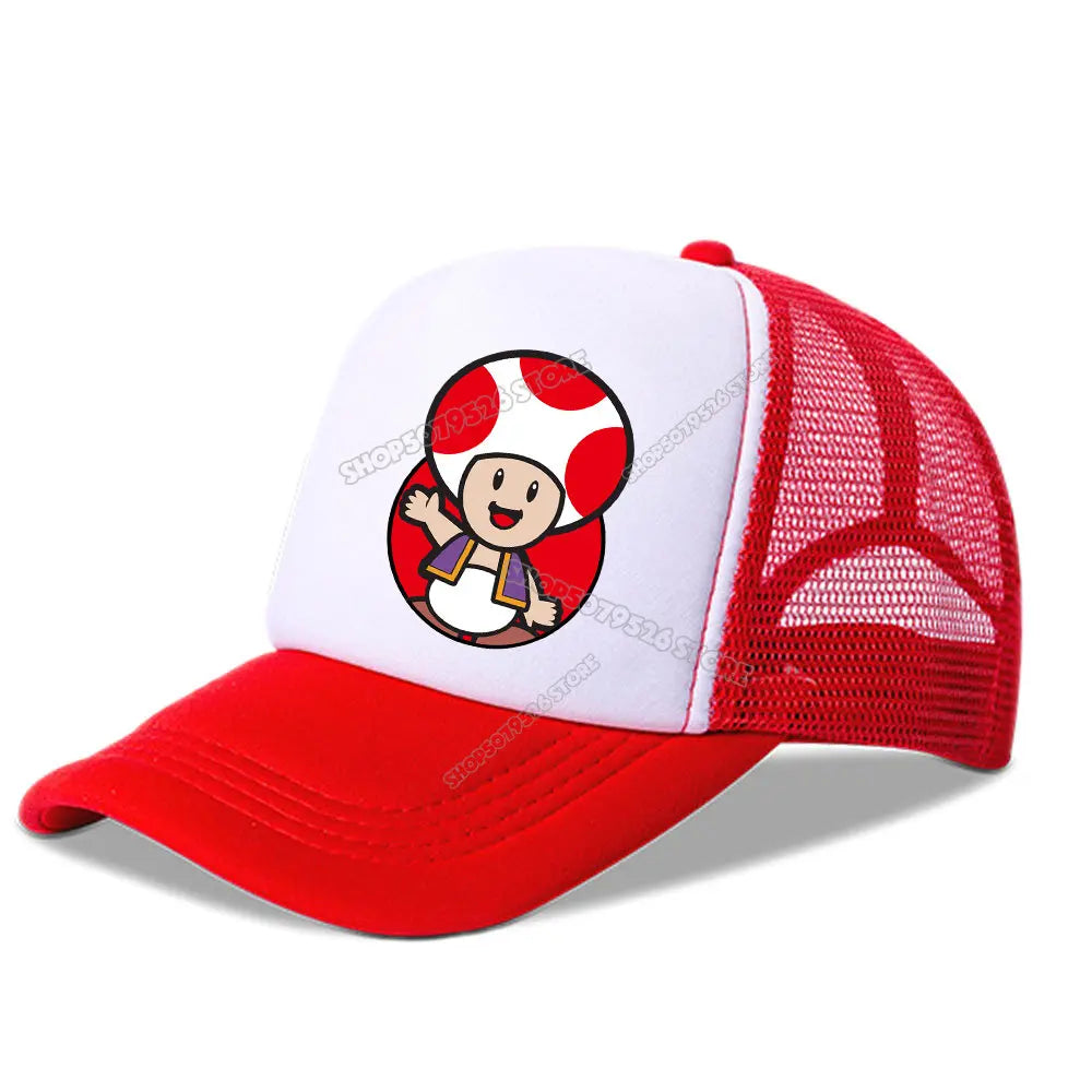 Super Marios Bros Baseball Cap Peach Princess Girl Cute Mesh Hat  Anime Kids Peak Cap Cartoon Boy Sunhat Men Women Lover Dad Hat