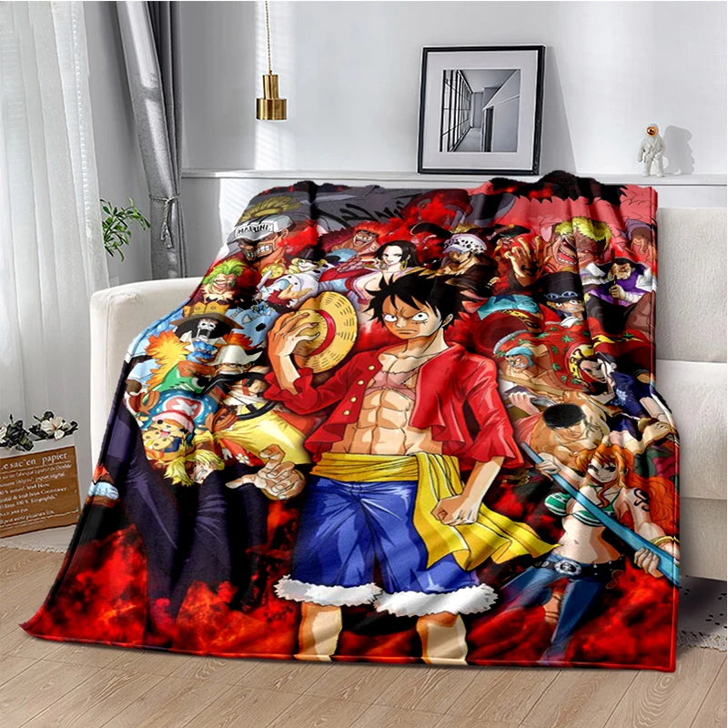 One Piece Luffy & Crew 2026 Flannel Blanket 3D Print Soft Warm Anime Characters Throw Blanket Lightweight Cozy Bedding for Fans