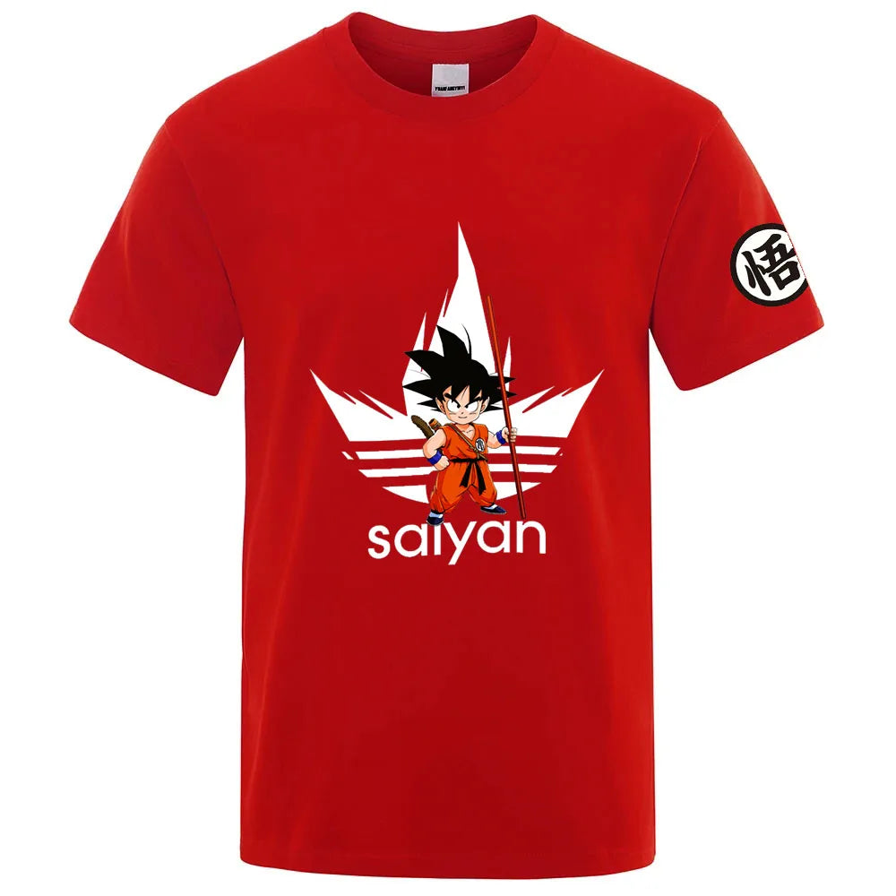 2026 Dragon Ball Print Summer Men's New Goku Regular Short Sleeve Solid Color Thin Casual Cool Harajuku Breathable Tops