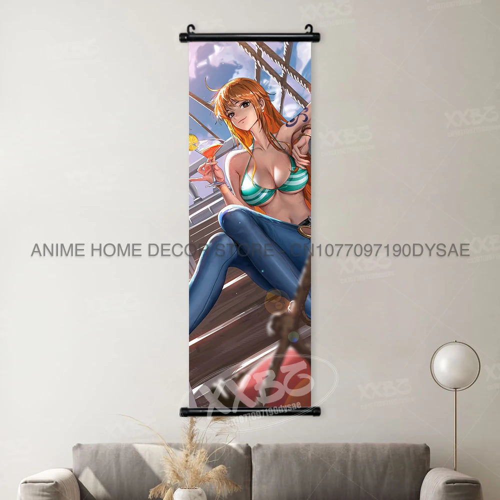 ONE PIECE Posters Anime Monkey D. Luffy Hanging Painting Yamato Scrolls Picture Nico Robin Home Decor Wallpaper Canvas Wall Art