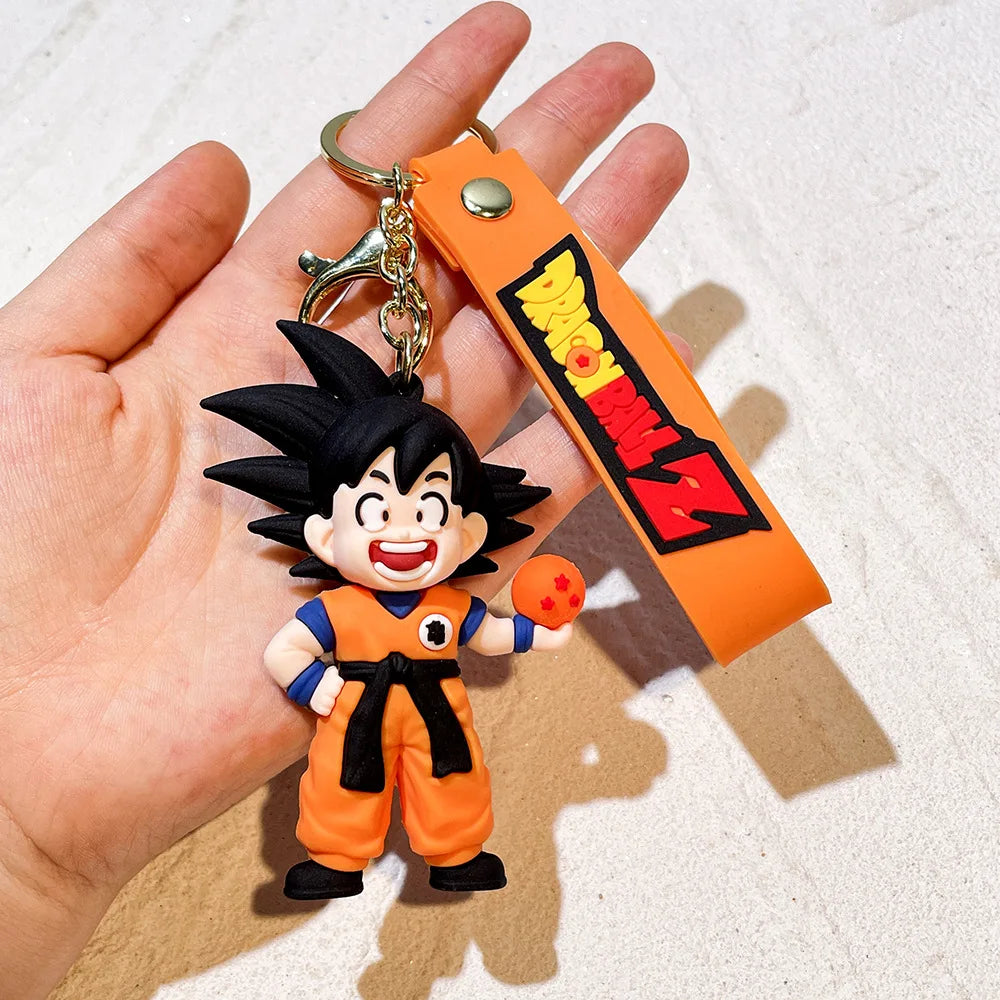 Anime Dragon Ball Keychain Fashion Jewelry Son Goku Vegeta Piccolo Action Figures Key Ring for Men Women Bags