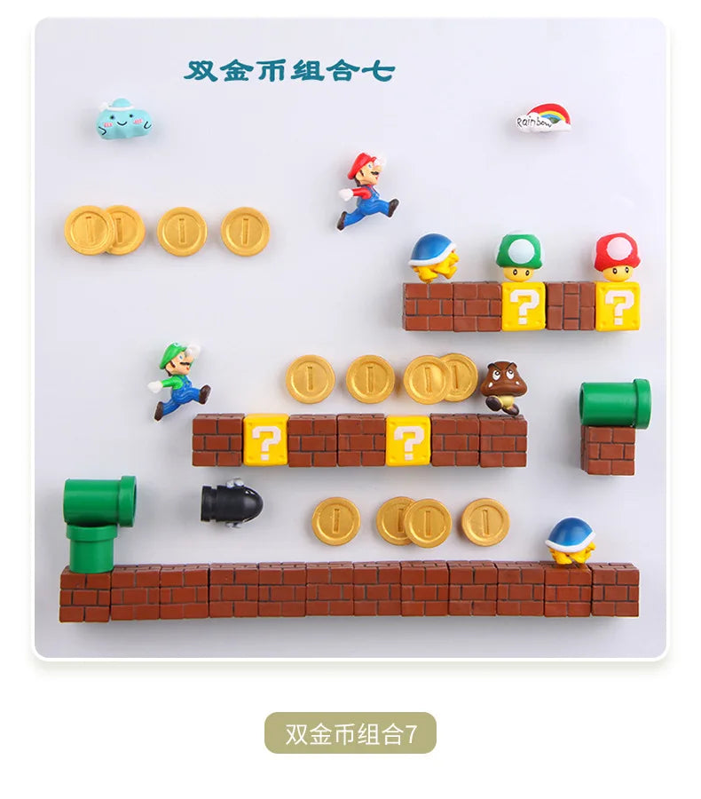1 Set Japan Game Figure Super Mario Bros Fridge Magnets Refrigerator Stickers Ornament Luigi Yoshi Toad Mini Figurine Doll