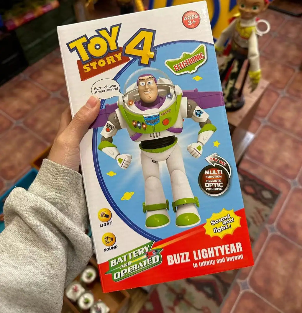 Disney Toy Story  Buzzlightyear Cartoon Figure Model Toys Pixar Electric Walking Light Robot Doll Action Doll Kids Birthday Gift