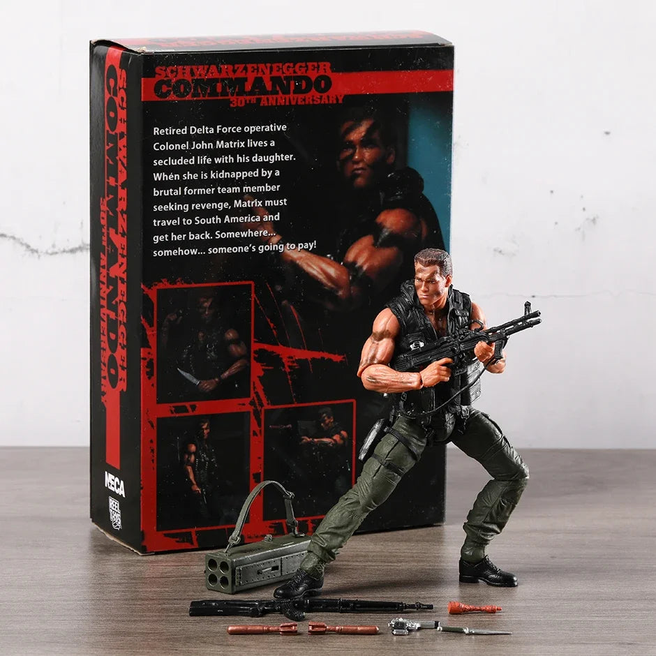 NECA Arnold Schwarzenegger Commando Matrix 30th Anniversary Action Figure Figurine Collectible Model Doll Toy