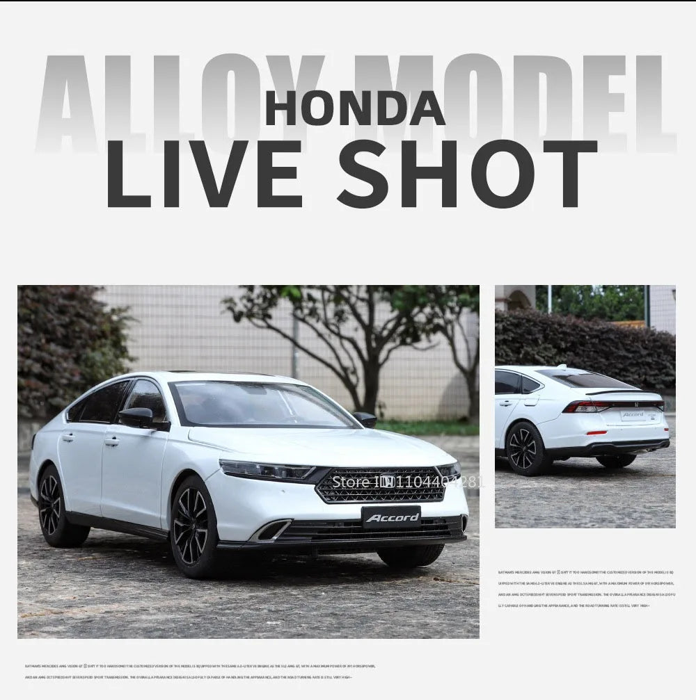 1:18 HONDA Accord Alloy Miniature Model Diecast Toy Door Opened Sound Light Pull Back Front Wheel Steering Classic Birthday Gift