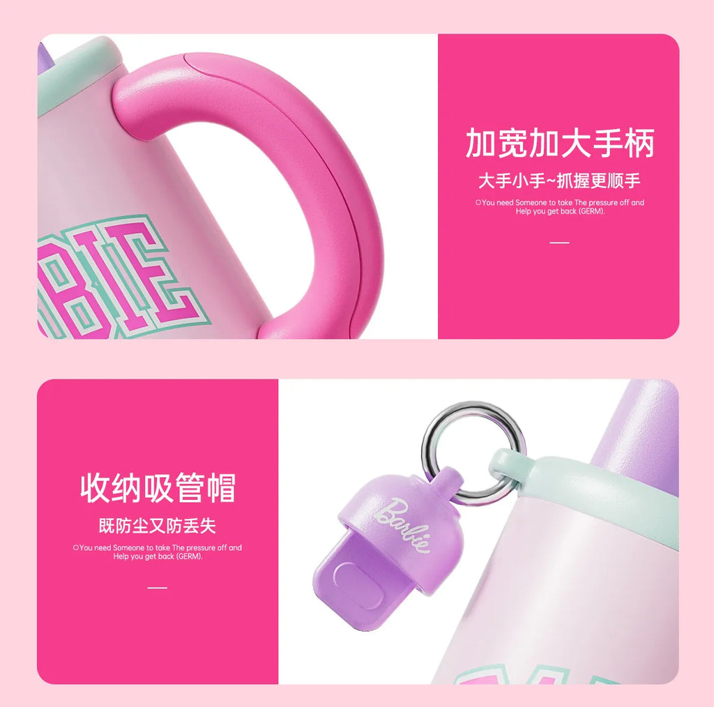 1.2L Barbie Large Capacity Ice Tumbler Vacuum Insulated Large Capacity Cup Stylish Water Bottle With Straw Cute Daily Drink Cup