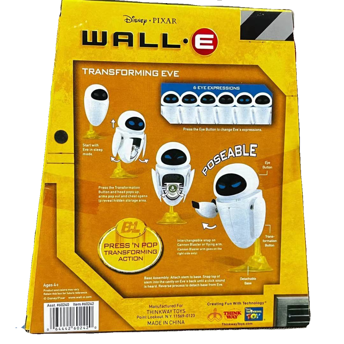 Disney Original Thinkway Toys WALL E Transforming EVE Robot Action Figure Model Toy Kid Christmas Gift for Children Collection