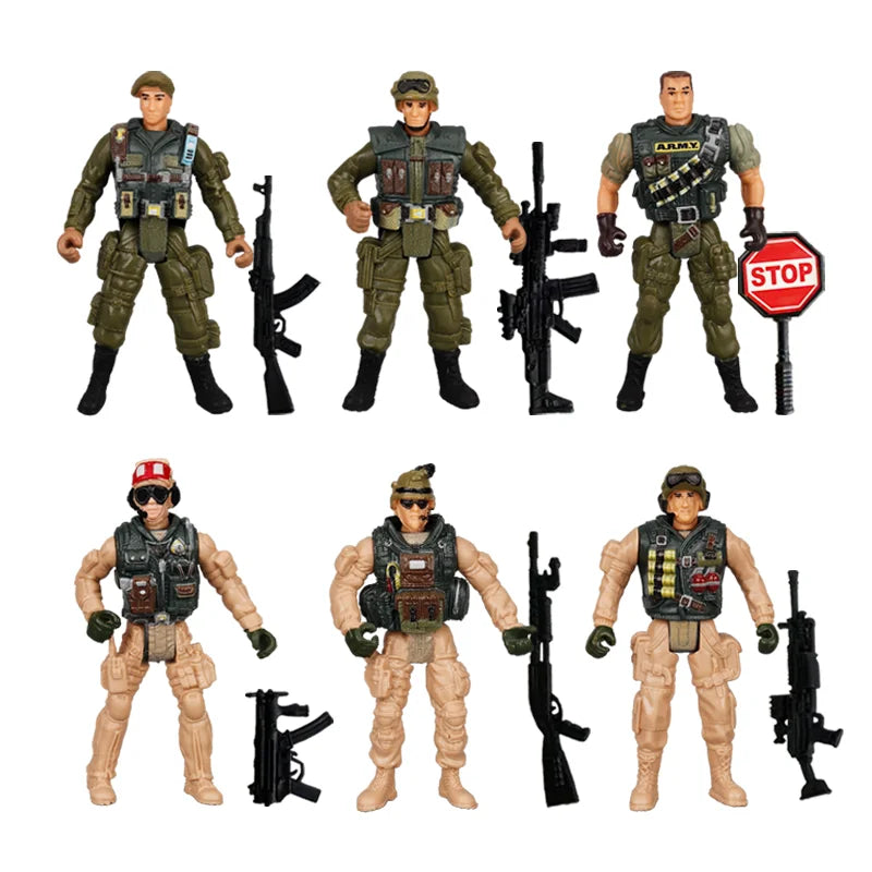 1:18 Army Men Soldier Police Fireman Explorer Hunter Action Figures Playset Military Terrorist SWAT Team Toys For Kid Boy Gifts