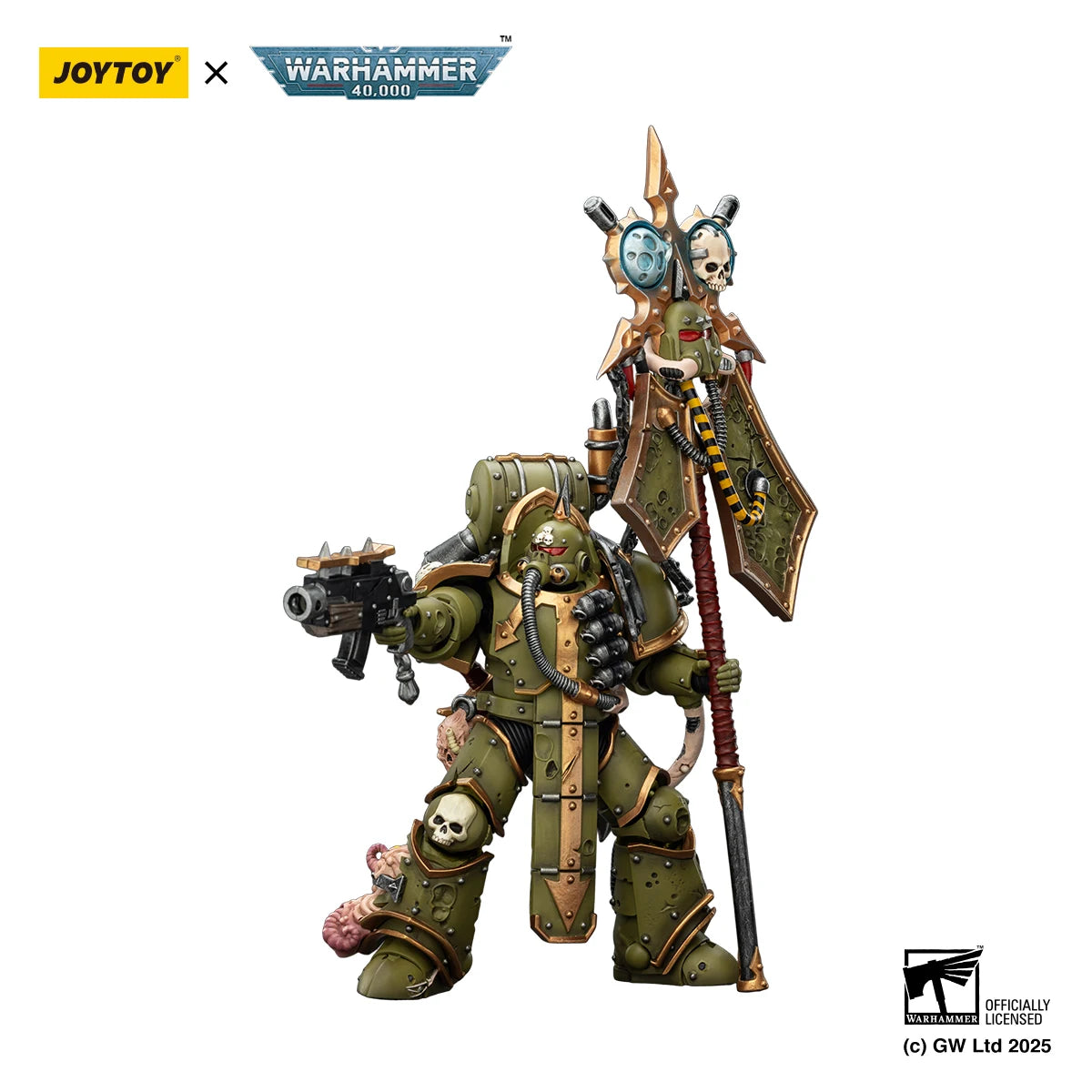 JOYTOY Warhammer 40K 1/18 Action Figure Death Guard Plague Marine Icon bearer Anime figures Toys Model