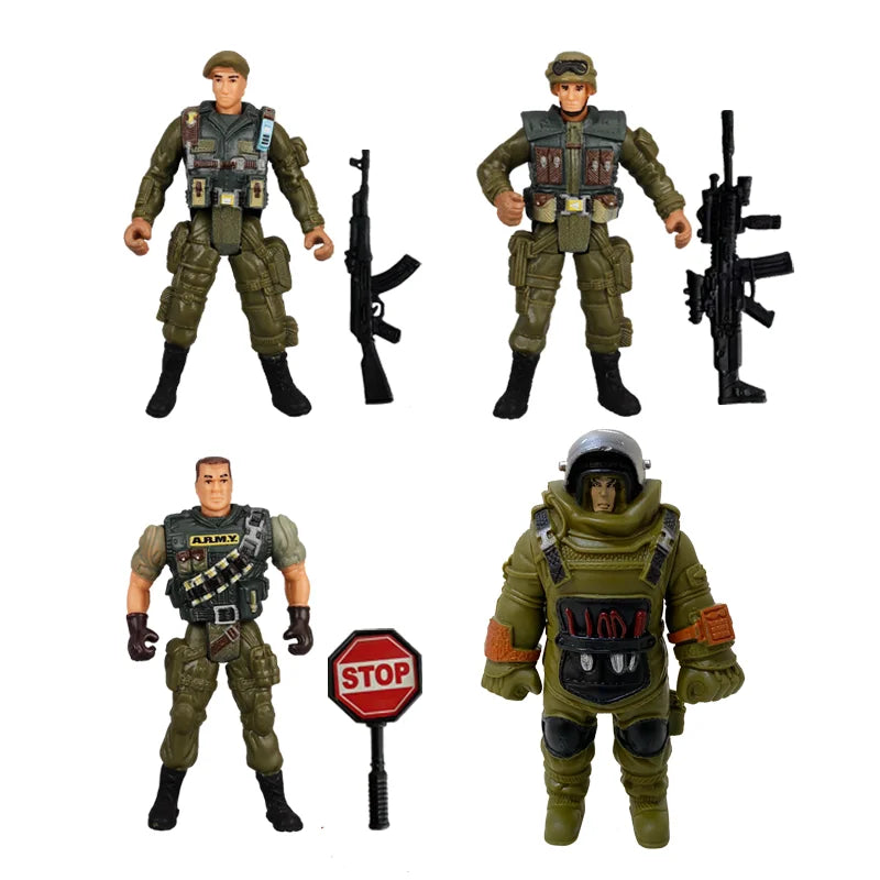 1:18 Army Men Soldier Police Fireman Explorer Hunter Action Figures Playset Military Terrorist SWAT Team Toys For Kid Boy Gifts