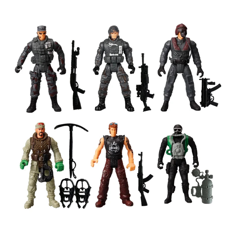 1:18 Army Men Soldier Police Fireman Explorer Hunter Action Figures Playset Military Terrorist SWAT Team Toys For Kid Boy Gifts