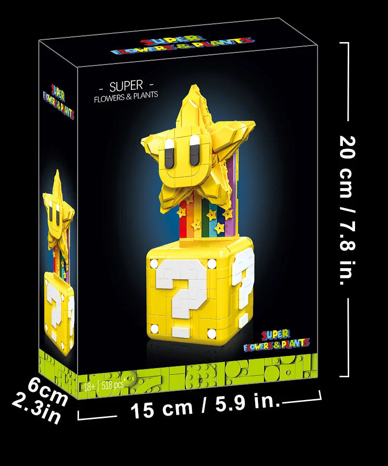 Super Mario Bros Base Building Blocks Yoshi Luigi Star Assembled Question Mark MOC Game Model Mario Mini Brick Toy For Kids Gift