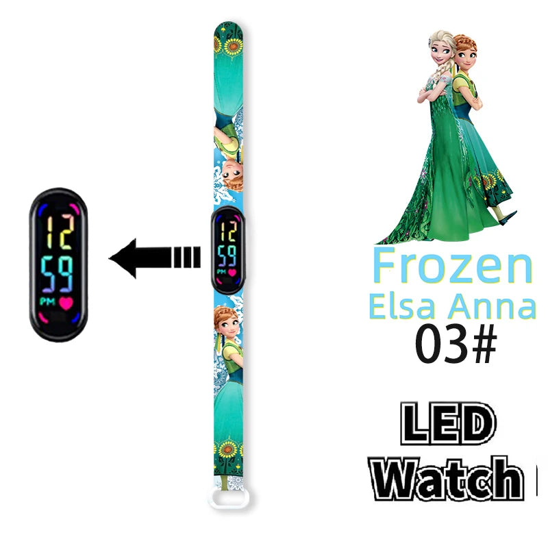 Disney Frozen Digital Kids' Watches Anime Figures LED Luminous Watch Touch Waterproof Electronic Sports Watch Kids Birthday Gift