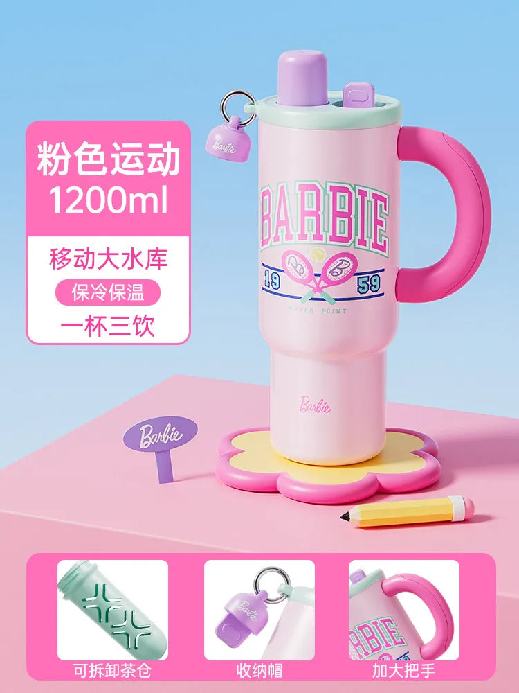 1.2L Barbie Large Capacity Ice Tumbler Vacuum Insulated Large Capacity Cup Stylish Water Bottle With Straw Cute Daily Drink Cup