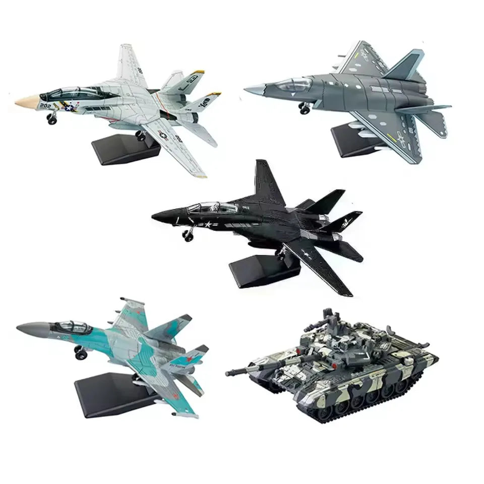 DIY Creative Military Series Building Blocks Multi-Purpose Fighter B2 F22 Tank T14 AH64 Helicopter ABS Assembly Model Kit Gift