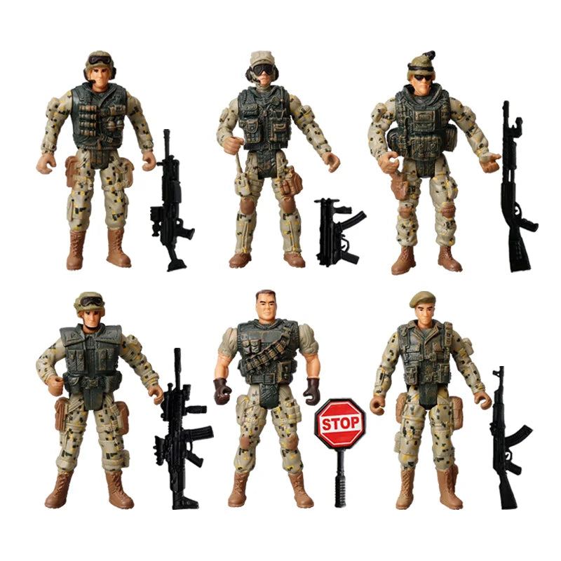 1:18 Army Men Soldier Police Fireman Explorer Hunter Action Figures Playset Military Terrorist SWAT Team Toys For Kid Boy Gifts
