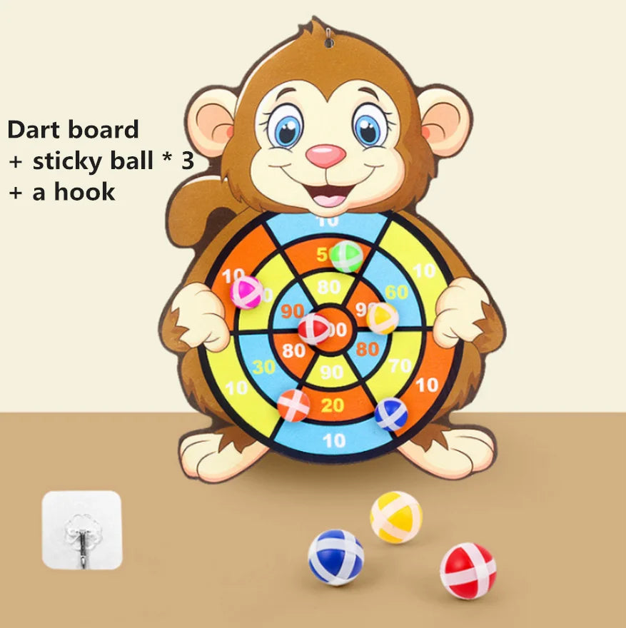 Child Montessori Toys for Kids Cartoon Animal Dart Board Sticky Ball Family Interactive Educational Toys Baby