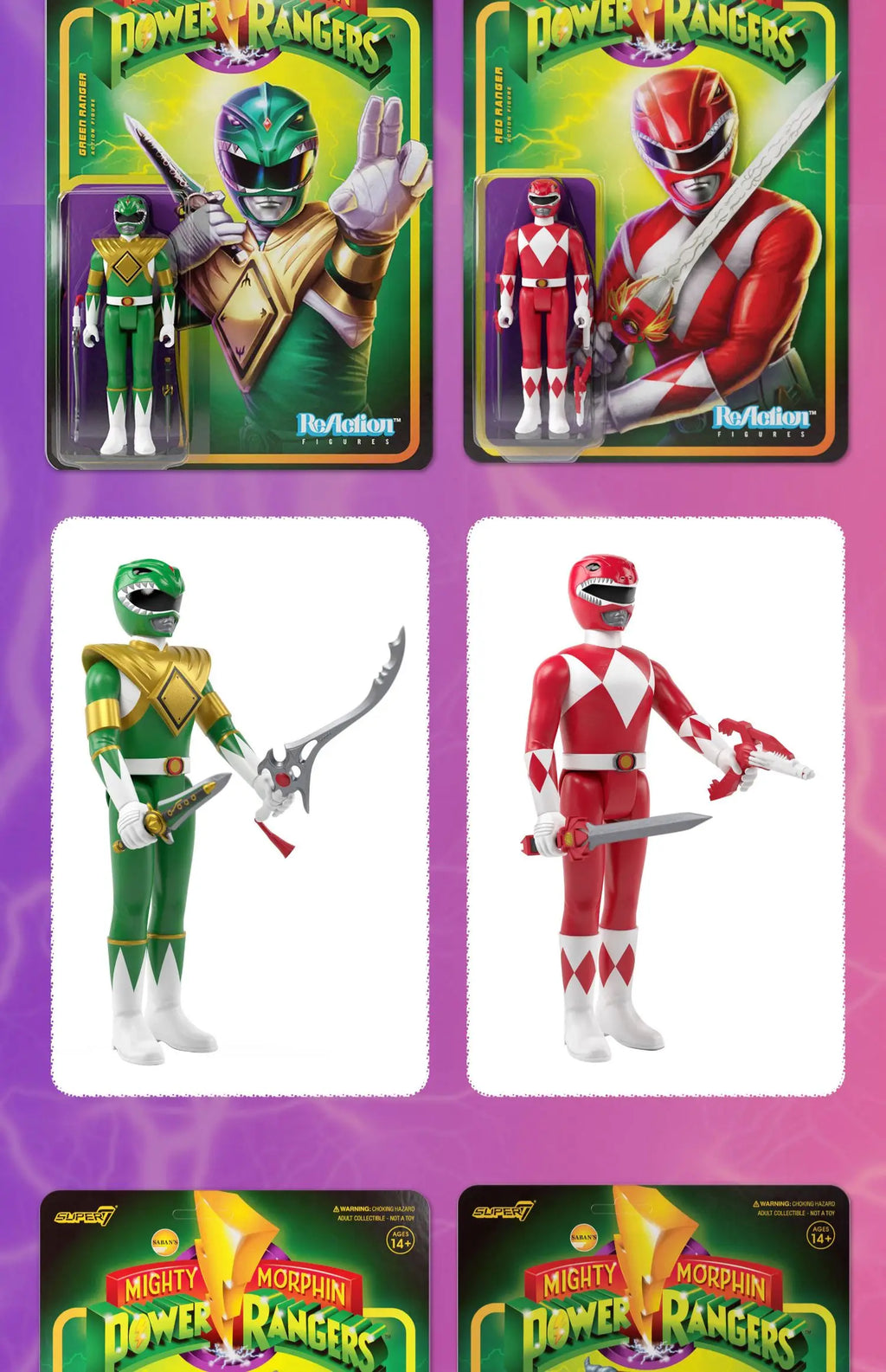 Super7 Mighty Morphin Power Rangers Carded Series 1 - Dragonzord, Red Ranger & Rita Repulsa Model Gift Set Toys