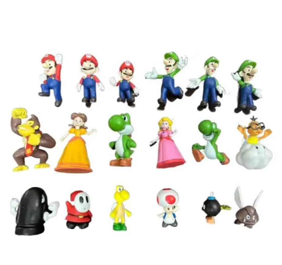 HOT 1-18pcs/set Super Mario Bros PVC Action Figure Toys Dolls Model Set Luigi Yoshi Donkey Kong Mushroom for birthday gift