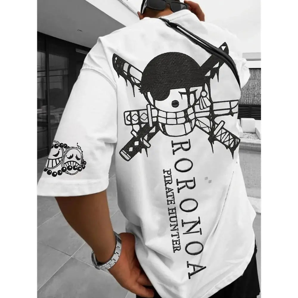 One Piece Anime Graphic T Shirt Men Summer 2026 Casual Short Sleeve Tee Loose Fit Streetwear Skull Crossbones Luffy Y2k Clothes