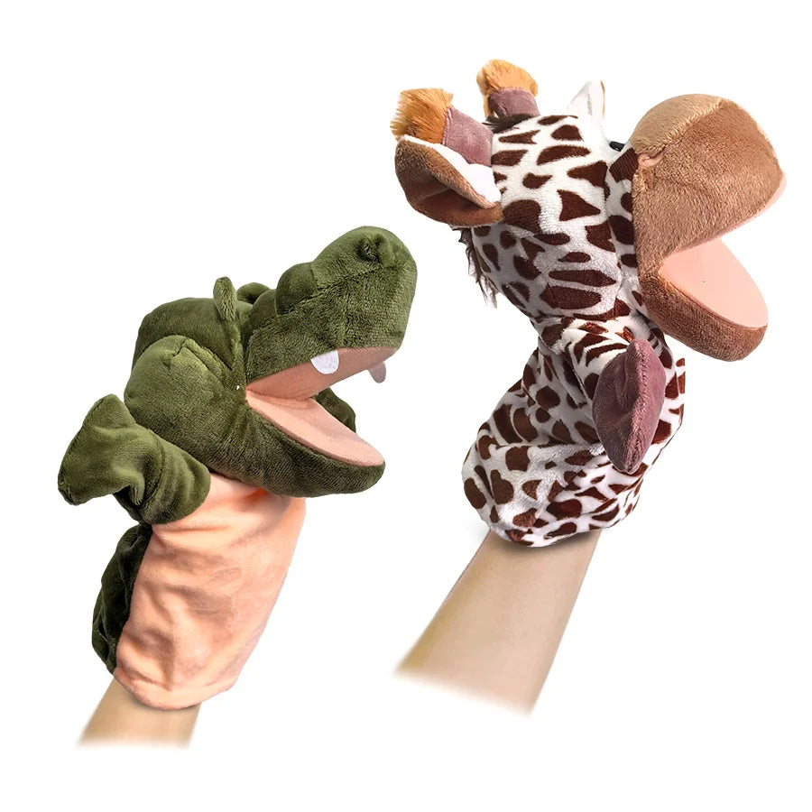 Stuffed Plush Animals Toys Hand Finger Story Puppet Kawaii Dolls Educational Baby Toys Lion Elephant Bunny Monkey Children GIft
