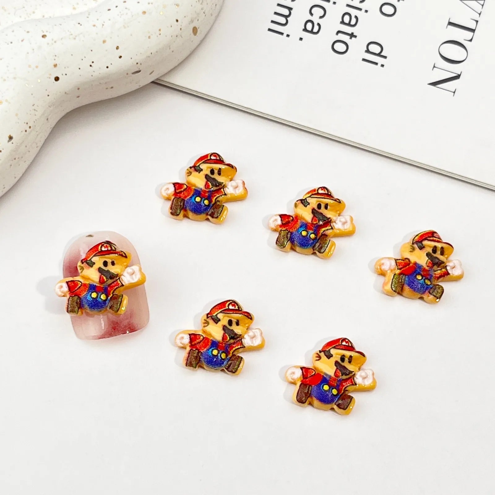 20Pcs Resin Mini game character super mario Luigi Nail charm Art Flatback acrylic Figurines DIY Miniatures Decor Craft