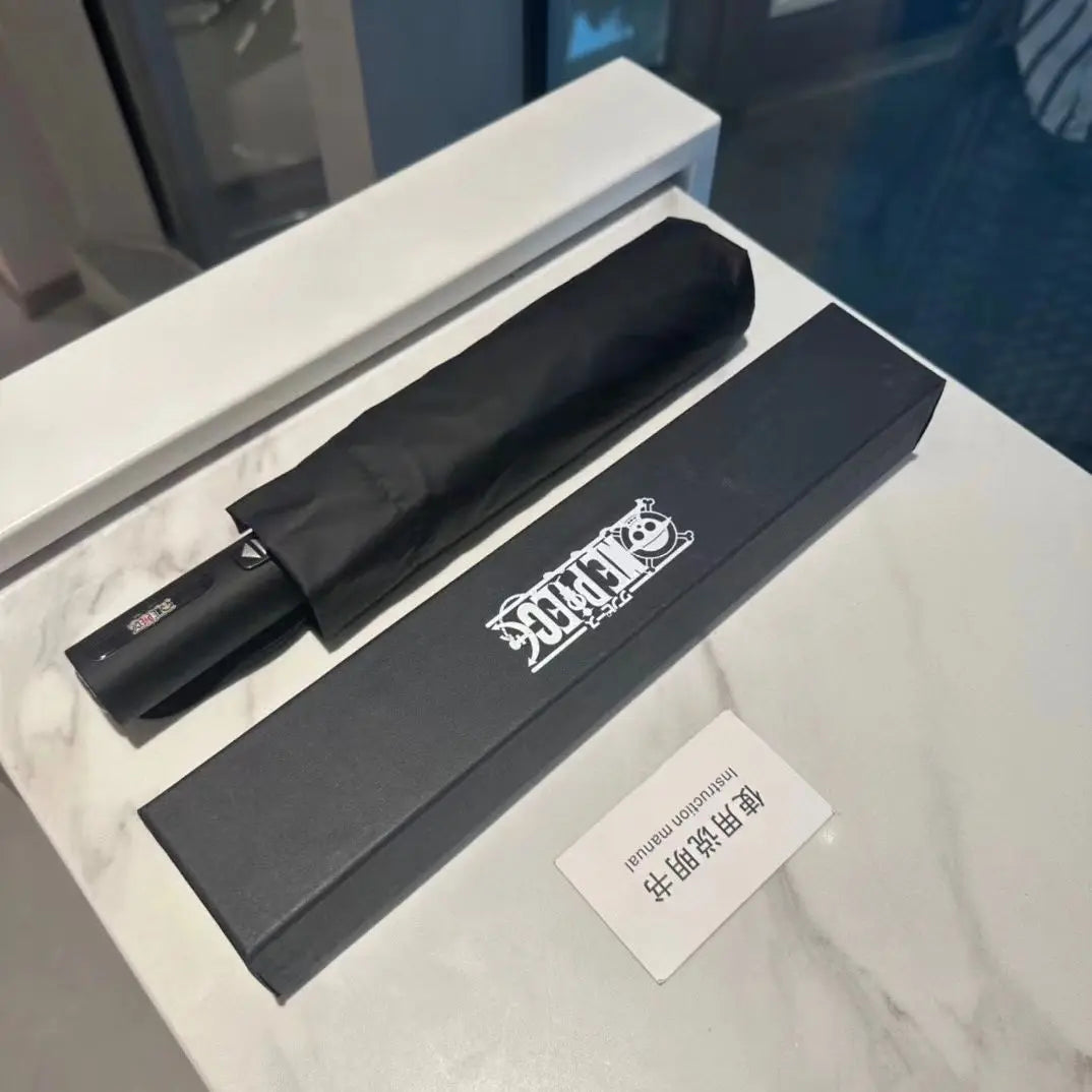 One Piece Anime Fully Automatic Tri Fold Umbrella Thickened Black Glue UV Protection Sunscreen Folding Sun Rain Umbrella