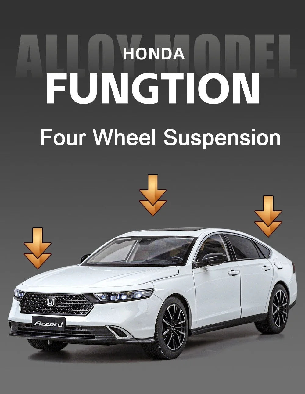 1:18 HONDA Accord Alloy Miniature Model Diecast Toy Door Opened Sound Light Pull Back Front Wheel Steering Classic Birthday Gift