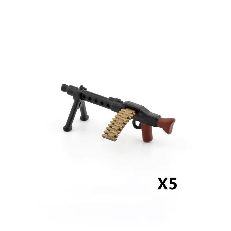 5/10 WW2 Soldier Weapons Building Block Two-color Printing Machine Rifle Submachine Sniper Guns Military Accessories Bricks C238