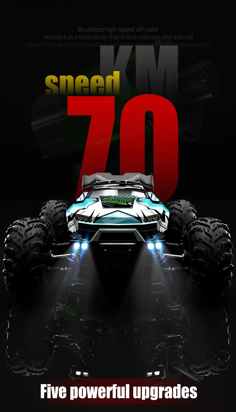 Teeggi 16101 /16102 PRO 1:16 High Speed RC Car With LED Light Drift 70KM/H 4WD RC Off-Road Car Monster Truck Toy For Kid Gifts