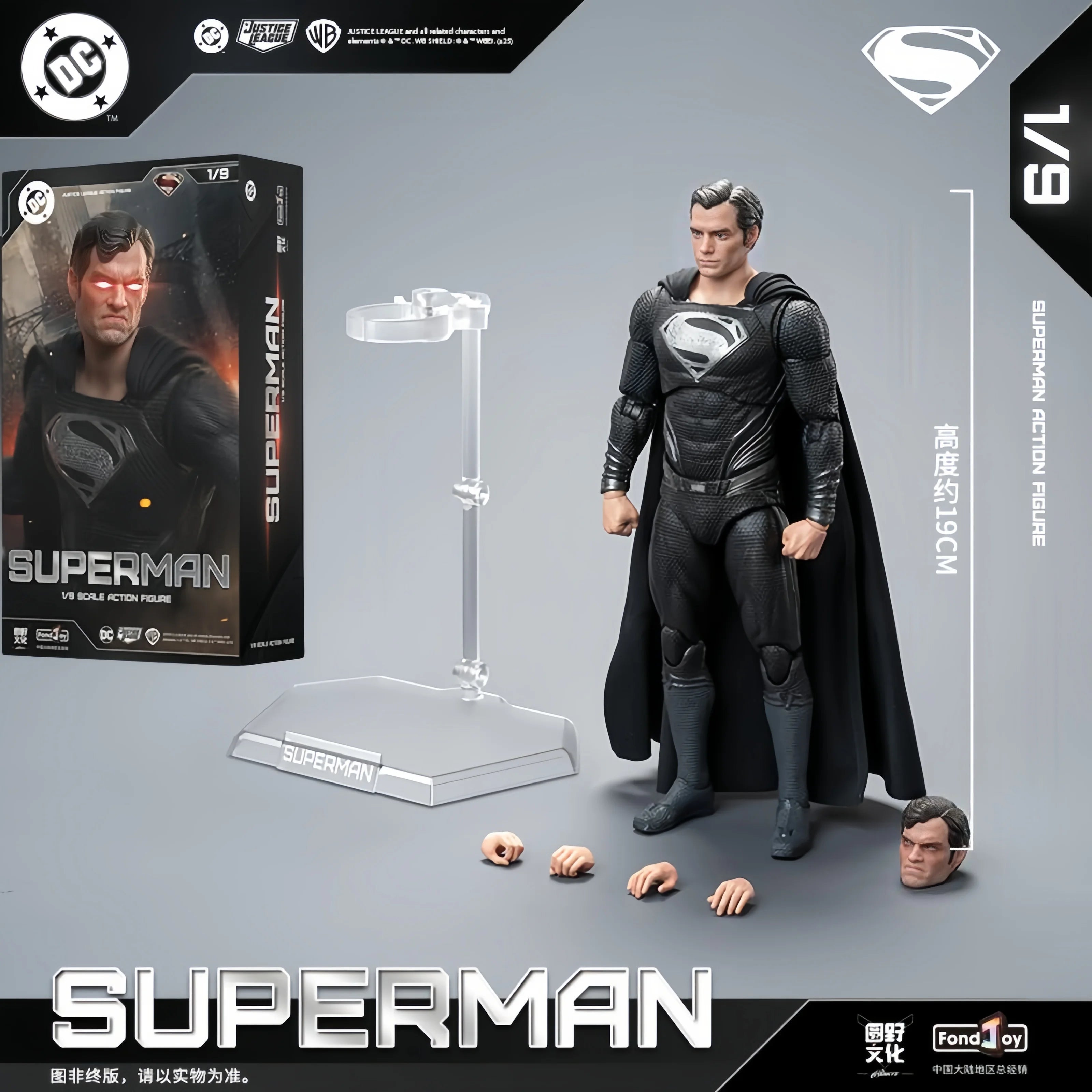 2025 Original Fondjoy David Corenswet Superman Action Figure 1/9 New SupermanFigure PVC Joint Movable Kid Toy Boy Gift