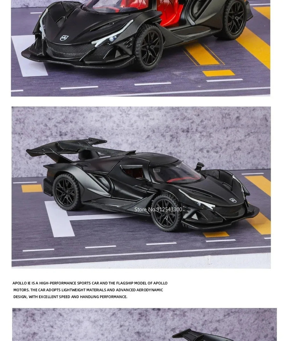 Scale 1:32 Apollo EVO IE Car Model Toy Metal Diecast Pull Back Super Cars Doors Opened Vehicle Models Best Gifts for Kids