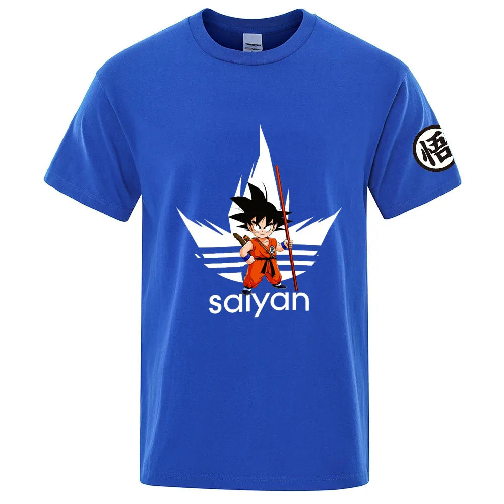 2026 Dragon Ball Print Summer Men's New Goku Regular Short Sleeve Solid Color Thin Casual Cool Harajuku Breathable Tops