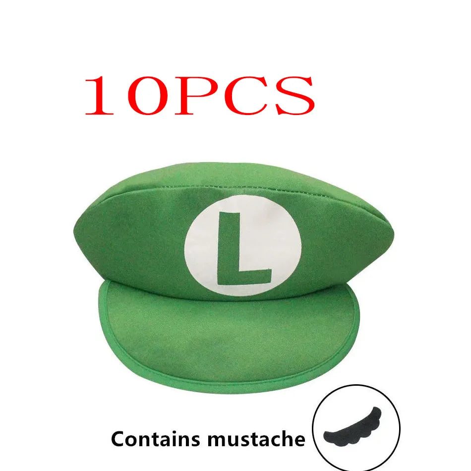 2026**Super Marios Bros Luigi Cartoon Cosplay Hat Classic toys Anime Figure Halloween Funny Clothes Unisex Adult Cap Party Gift