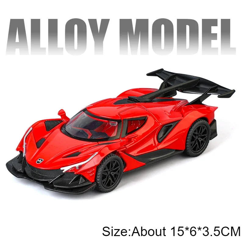 Scale 1:32 Apollo EVO IE Car Model Toy Metal Diecast Pull Back Super Cars Doors Opened Vehicle Models Best Gifts for Kids