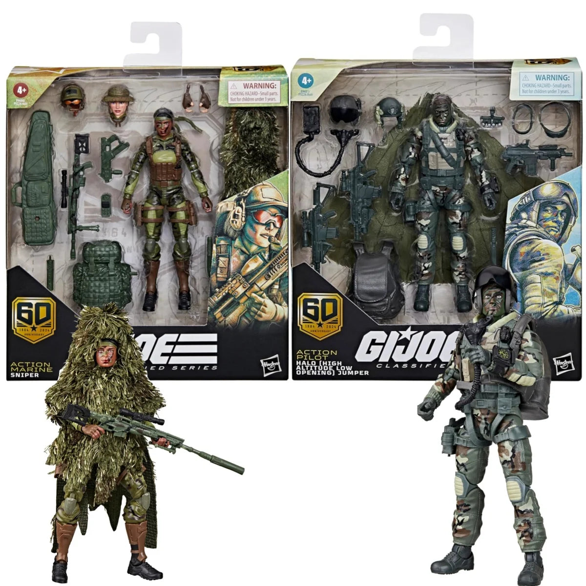 G.I. Joe Classified Series 60th Anniversary Action Pilot Halo High Altitude Low Opening Jumper Marine Sniper 6inch Action Figure