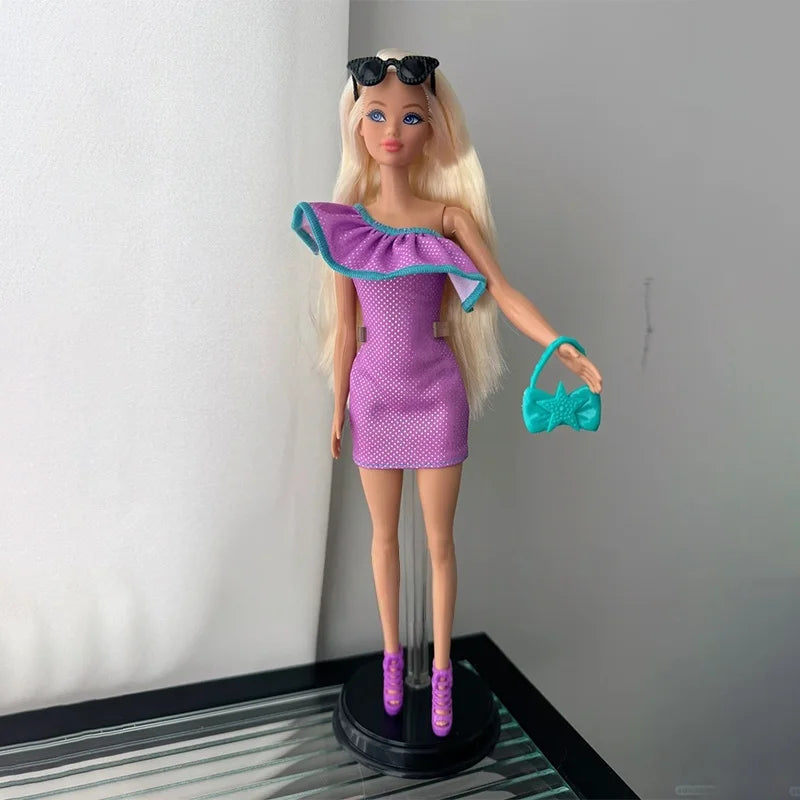 Original Mattel Odile Face Barbie Braid Doll Fashion Dressing And Matching Barbie Charm Gift Box Model Collection Toy Girl