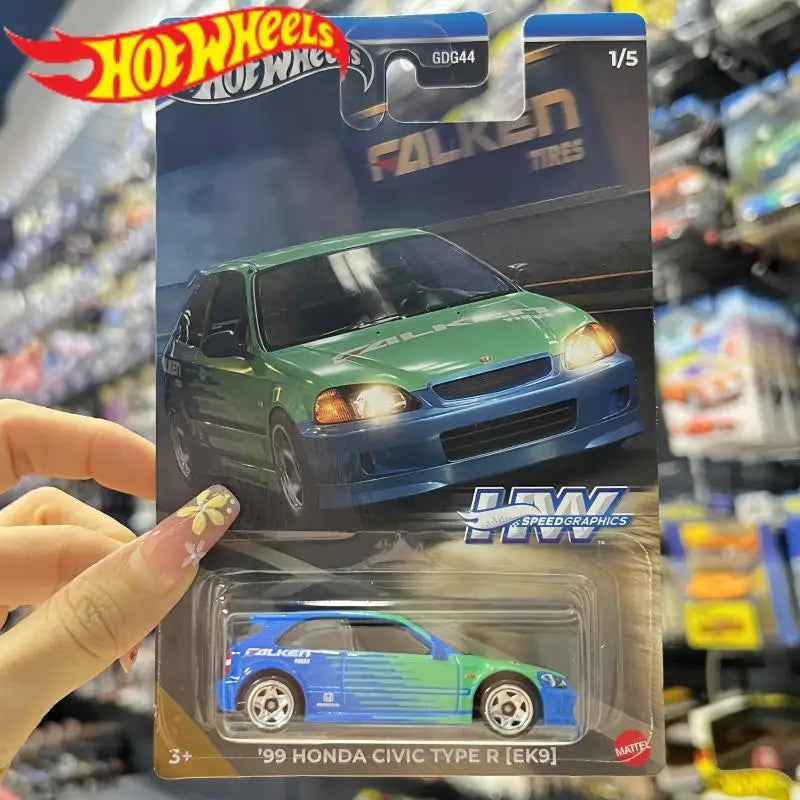 Original Hot Wheels Semi Premium Speed Graphics Series 99 Honda Civic Type R (Ek9) Model Cars Toys Boys Birthday Gifts